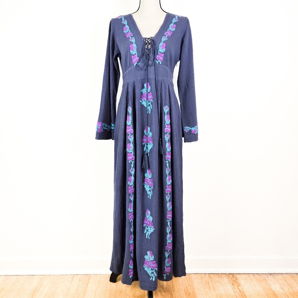 NWT Blue Boheme Thea Embroidered Cotton Dress, Size S/M